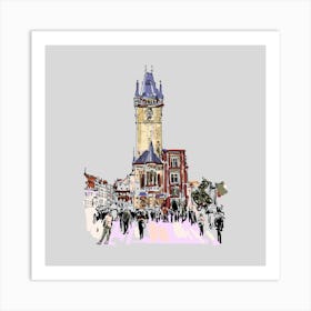 Prague Clock Tower Art Print