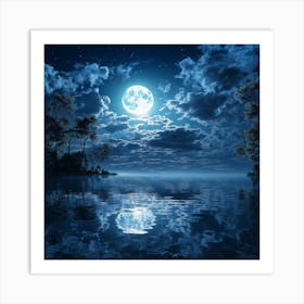 Full Moon Over Water Art Print