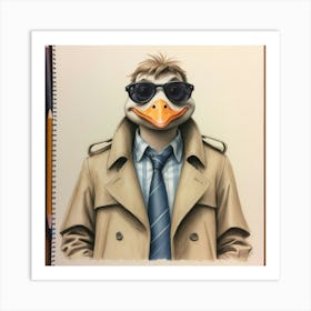 Duck In A Trenchcoat Art Print