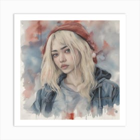 Girl In A Red Hat Art Print