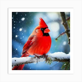 Firefly Vibrant Cardinal In Serene Snowy Winter Day 93371 (2) Art Print