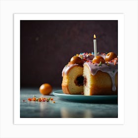 Donut With A Candle Art Print