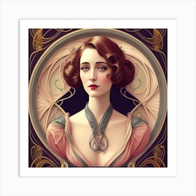 Art Nouveau style elegant lady Art Print