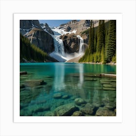 Waterfall In Banff National Park Art Print