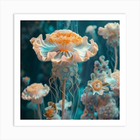 Organic Sculptur Aqua Flower 2 Art Print