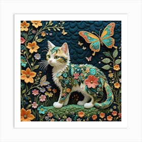 Cat In The Garden 1 Art Print