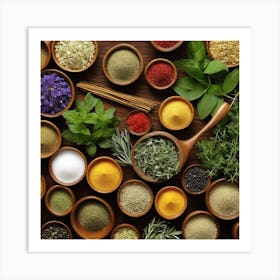 Various Herbs And Spices Art Print