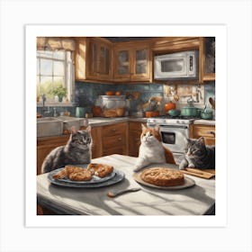 Cats In The Kitchen 1 Art Print