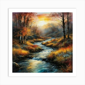 Sunset By The River Art Print