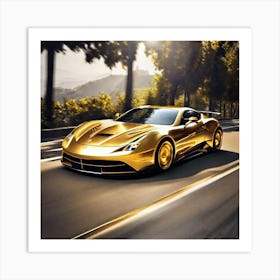 Gold Ferrari 5 Art Print