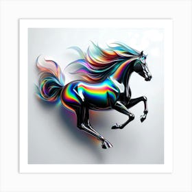 Glossy Rainbow Color Horse Art Print