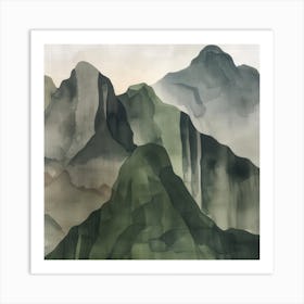 Japanese Watercolour Of Mount Hakusan 4 Art Print