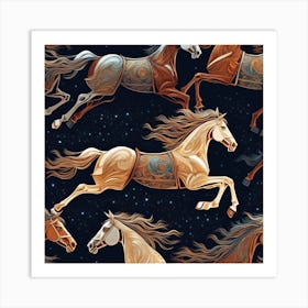 Horses In The Night Sky Art Print