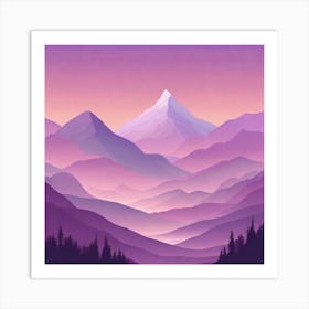 Misty mountains background in purple tone 7 Art Print