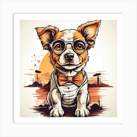 Dog With Glasses Art Print