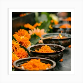 Sacrificial Offerings In A Temple Art Print