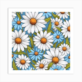 Daisy Seamless Pattern 4 Art Print