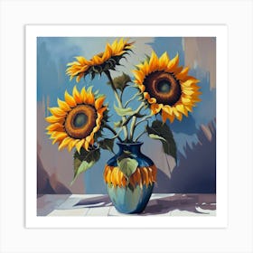 Yellow Sunflowers In A Vase Art Print