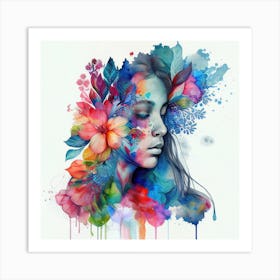 Watercolor Tropical Woman #10 Art Print