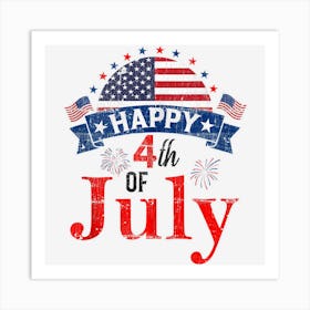 Hot Trend Happy 4th Of July Boys Girls Men Women Usa Art Print