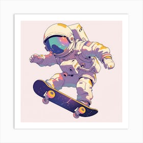 Astronaut Skateboarding 6 Art Print