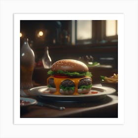 Burger On A Plate 99 Art Print