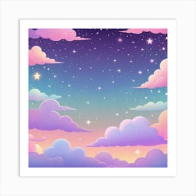 Sky With Twinkling Stars In Pastel Colors Square Composition 43 Art Print