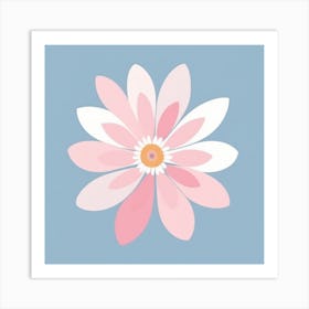 A White And Pink Flower In Minimalist Style Square Composition 534 Art Print