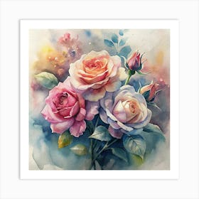 Watercolor Roses 9 Art Print