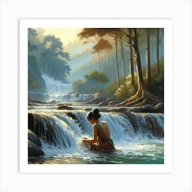 Waterfall In The Forest Art Print