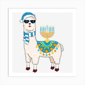 Menorah Hanukkah Llama Cute Alpaca Chanukah Gift Art Print