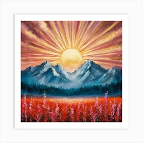 Sunset Over Mountains 6 Art Print