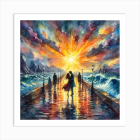 Sunset At The Pier Art Print