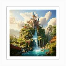 Firefly Soft, Pastels, Intricate, Castle, Floating, Islands, Cascading, Waterfalls, Dreamy, Ethereal (11) Art Print