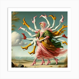 Woman With Many Hands Art Print