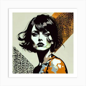 Contemplative Woman in a Geometric Realm Art Print