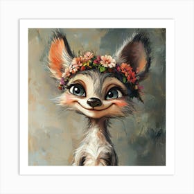 Fox In Flower Crown 10 Art Print