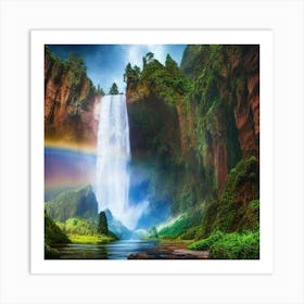 Rainbow Waterfall Art Print