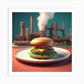 Burger In The Factory Art Print