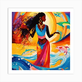 Woman In The Ocean Art Print