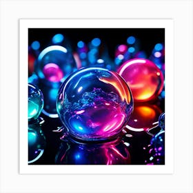 Glow Shapes Neon Bright Color 3d Fluid Bubbles Luminous Vibrant Vivid Radiant Flowing G (8) Art Print