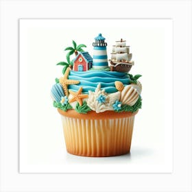 Cupcake With Lighthouse 1 Art Print