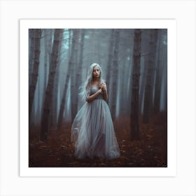 Girl In A Forest Art Print