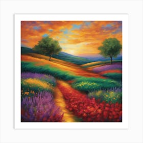 Sunset In The Meadow Art Print