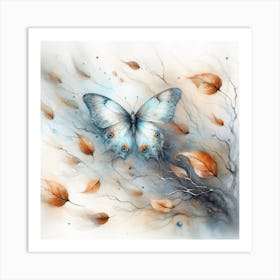 Butterfly in Autumn Leaves IV Art Print