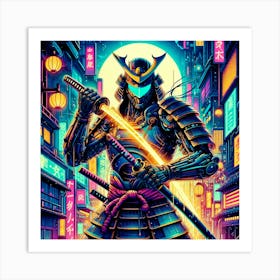 Samurai Cyber Punk Art Print