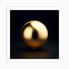 Gold Ball On Black Background Art Print