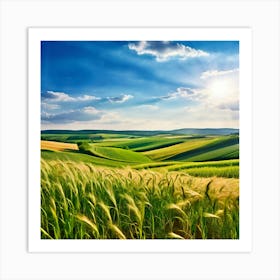 Wheat Field With Sun Art Print