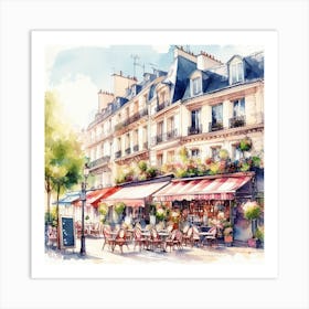 Watercolor Paris Cafe Art Print