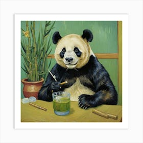 Cocktails and Cattle: A Wild Night Out Panda Bear Art Print